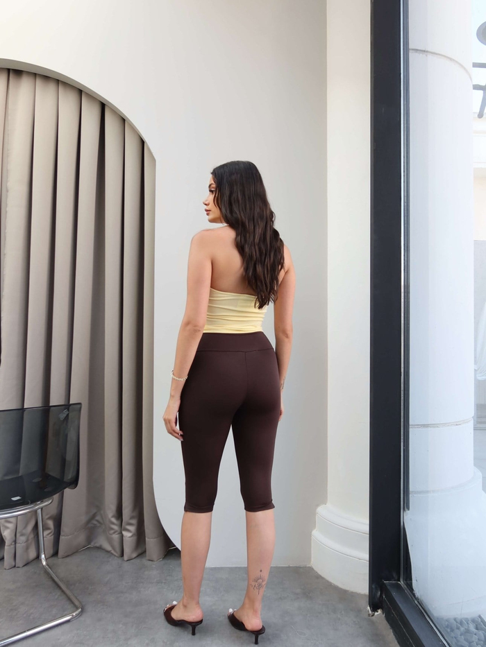 Korse Detaylı Kapri Tayt Pantolon