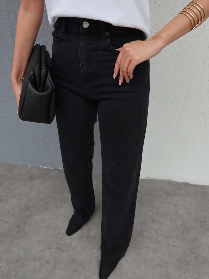 Koyu Antrasit Wide-Leg Jean
