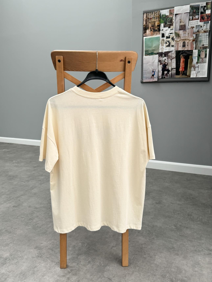 Krem Vog Baskılı Tshirt