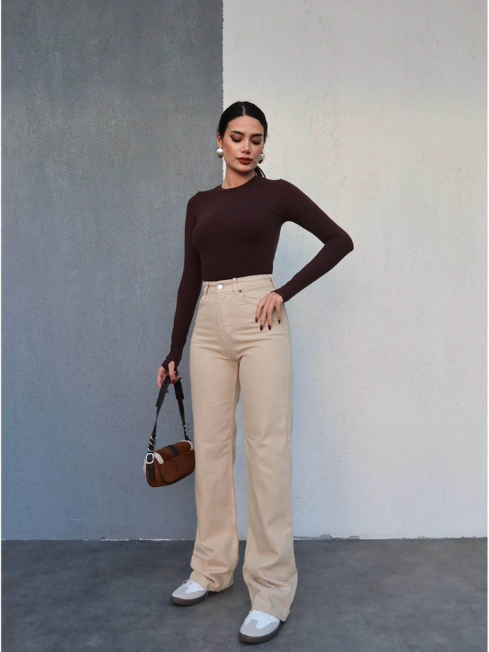 Krem Wide-Leg Jean