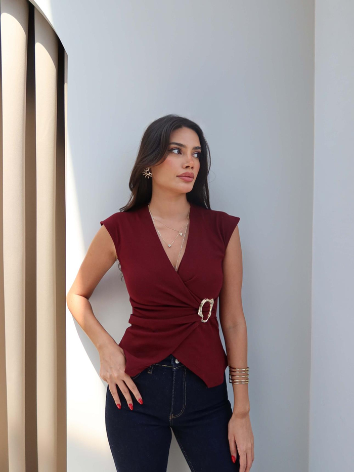 Kruvaze Gold Tokalı Bluz