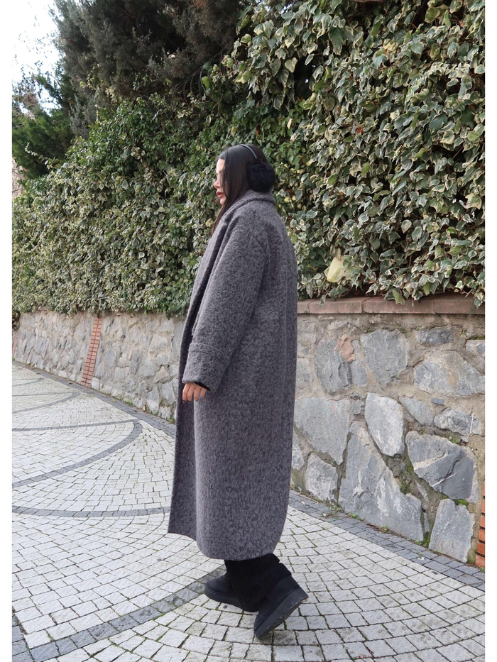 Kruvaze Yaka Cepli Kırçıllı Kaban
