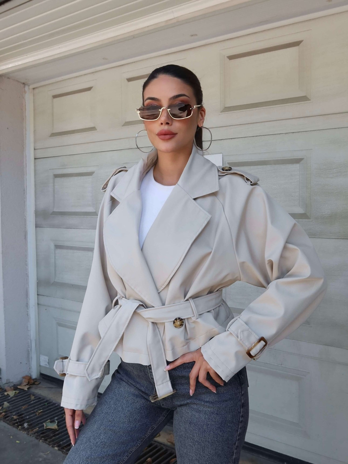 Kruvaze Yaka Crop Trench