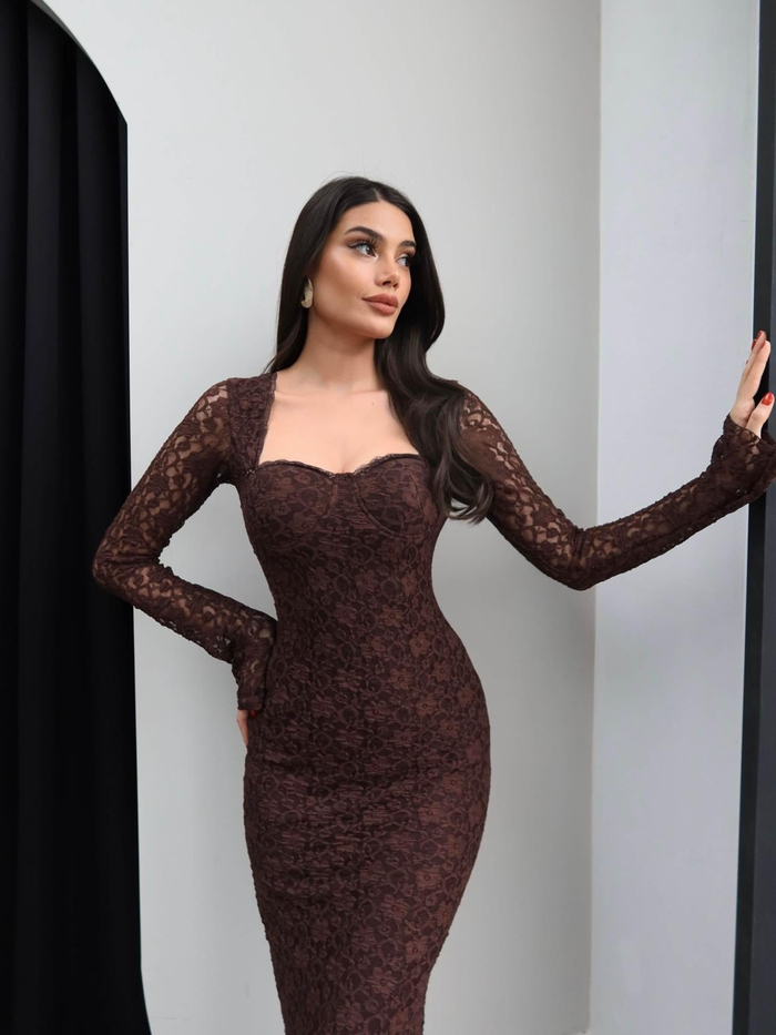 Kulplu İspanyol Kol Dantel Elbise