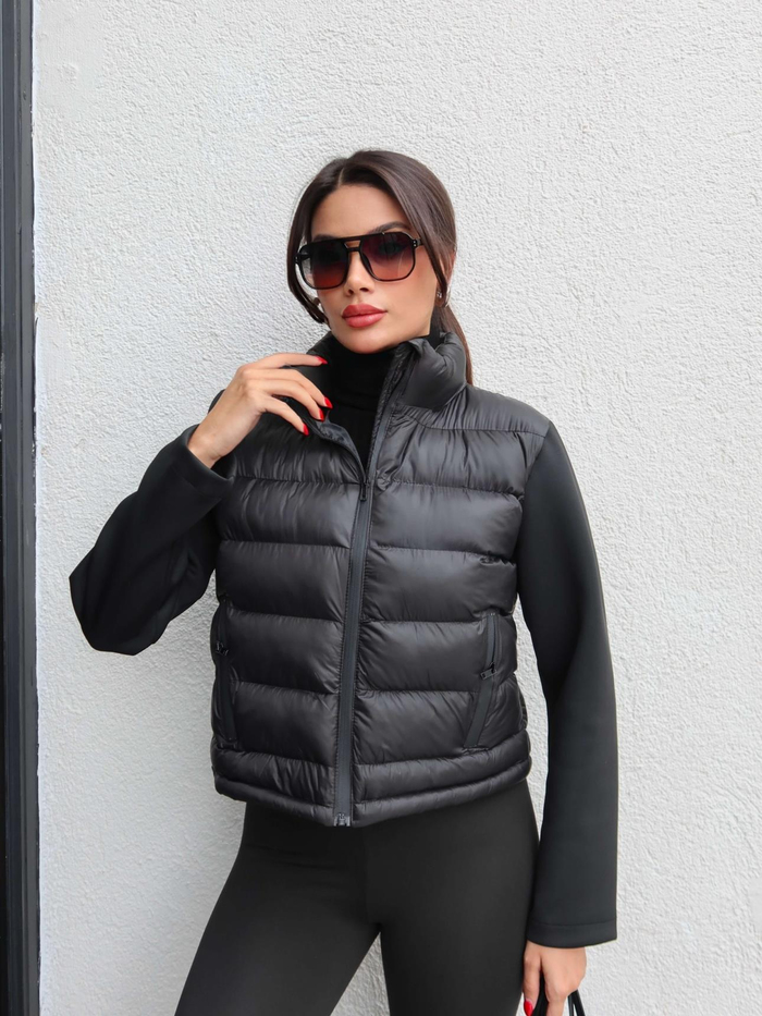 Kumaş Kol Fermuarlı Şişme Mont
