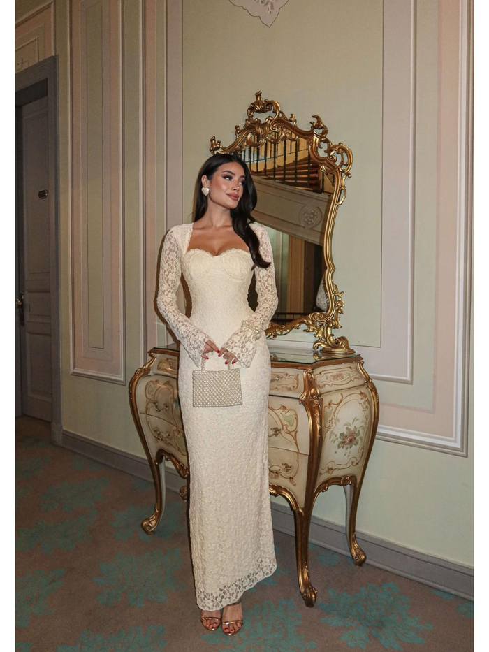 Kuplu İspanyol Kol Dantel Elbise