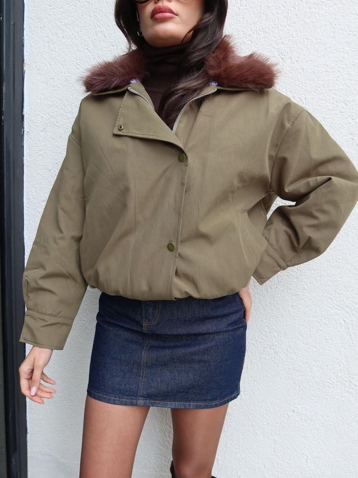 Kürklü Yaka Bomber Mont