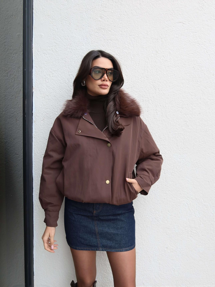 Kürklü Yaka Bomber Mont