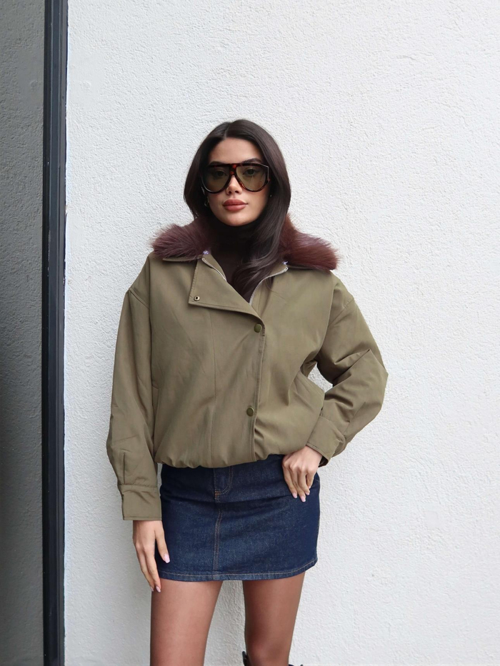 Kürklü Yaka Bomber Mont