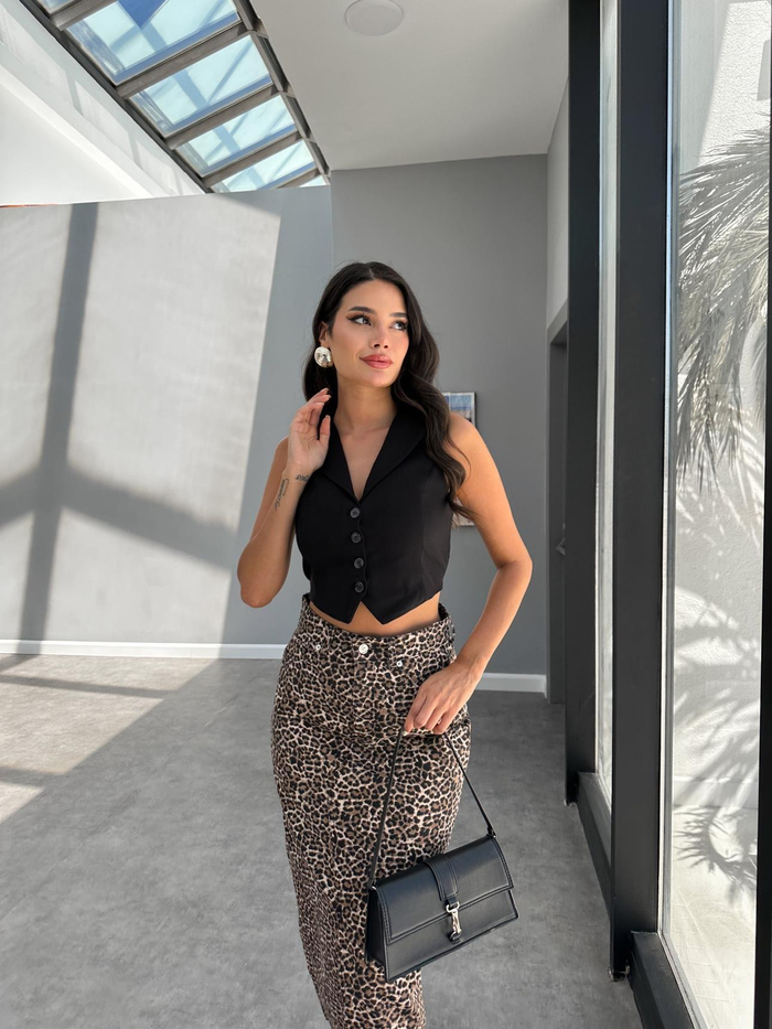 Kuşaklı Crop Yelek
