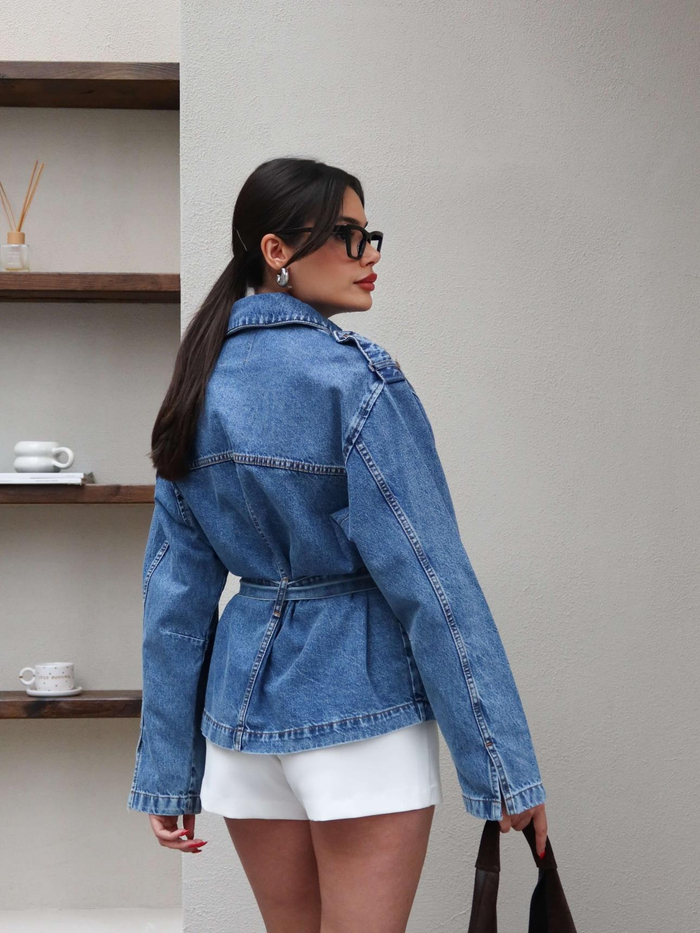 Kuşaklı Denim Ceket