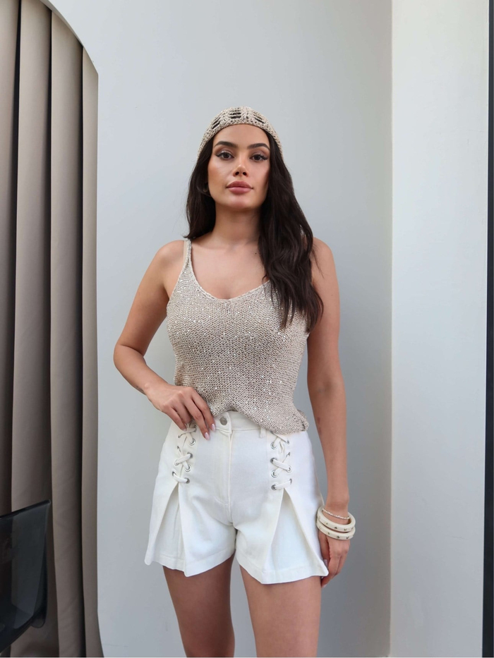 Kuşgözü Detay Denim Şort