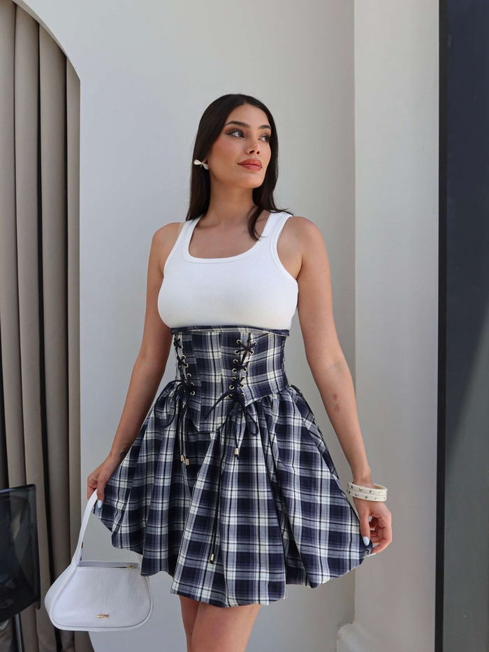 Kuşgözü Detay Mini Elbise