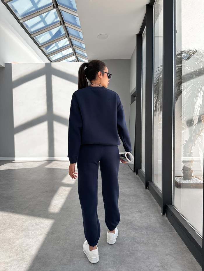 Lacivert Basic Sweatshirt Takım