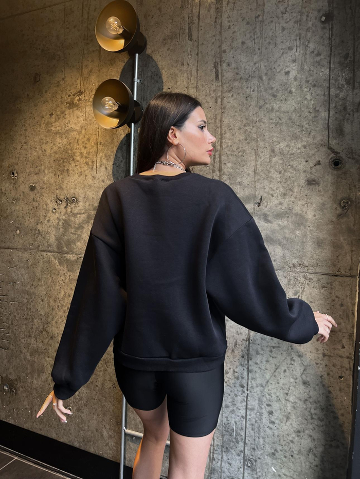 Lacivert Baskılı Şardonlu Sweatshirt