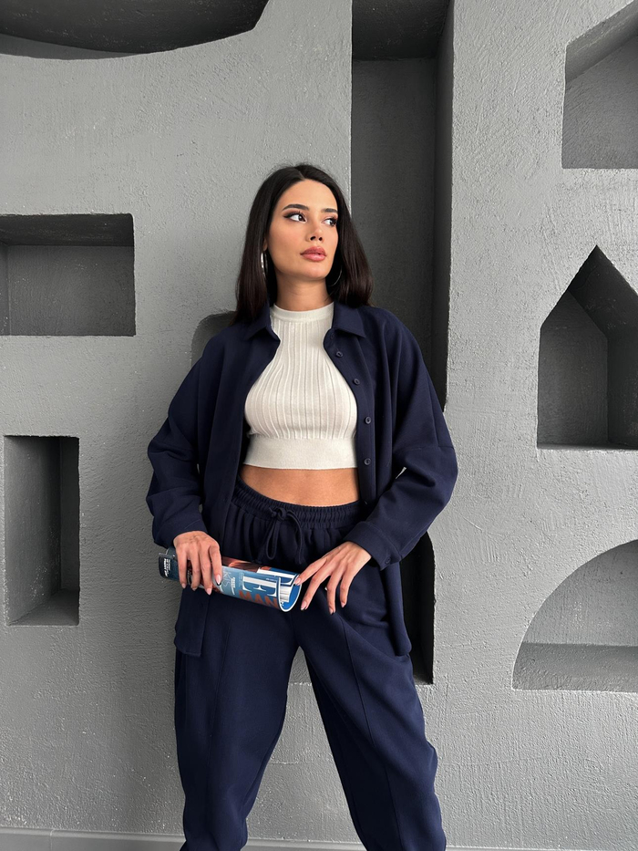 Lacivert Chıc Oversize Takım