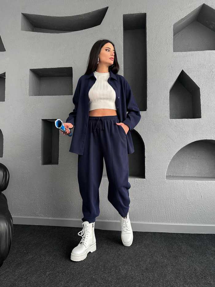 Lacivert Chıc Oversize Takım