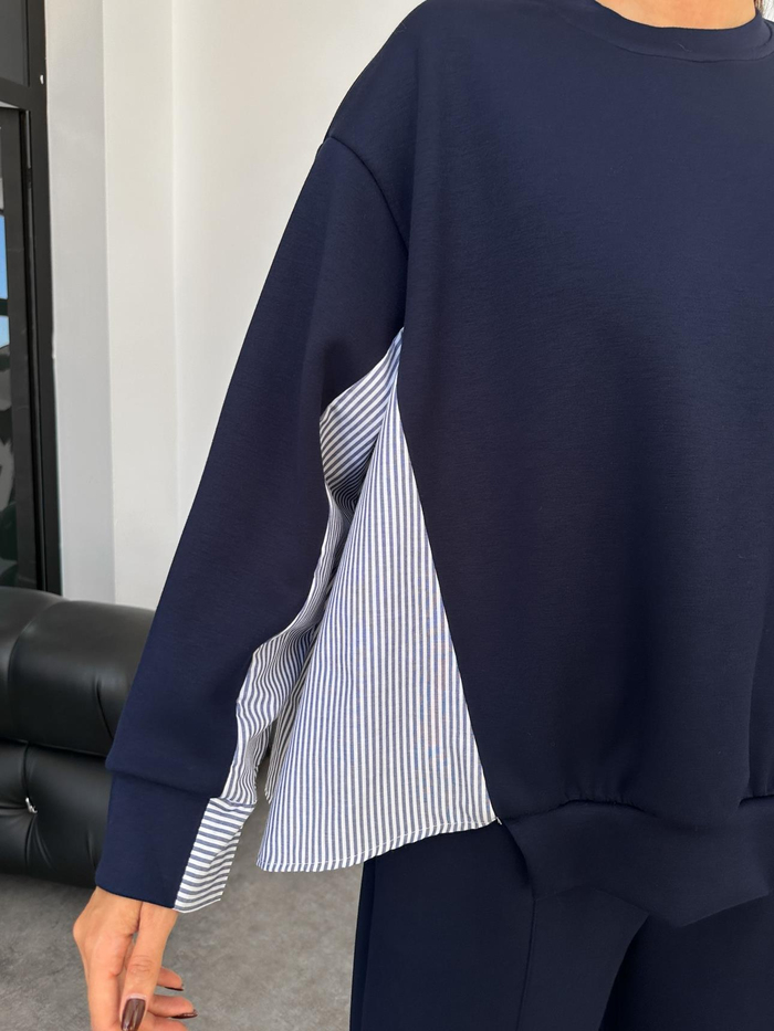 Lacivert Garnili Oversize Takım