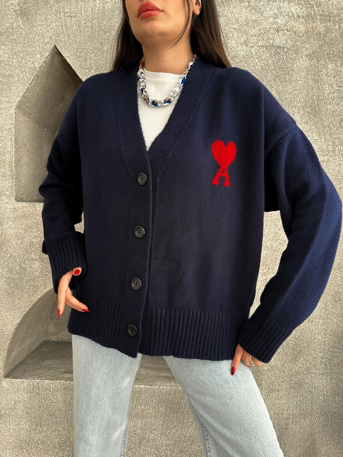 Lacivert  Heart Details Hırka