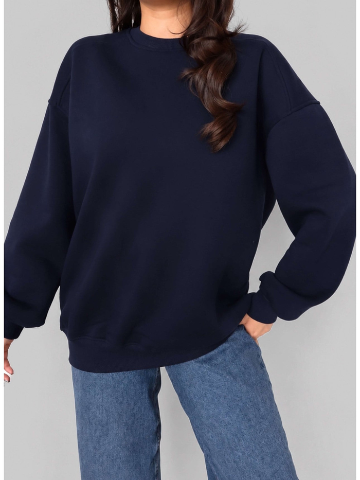 Lacivert Oversize Şardonlu Sweatshirt