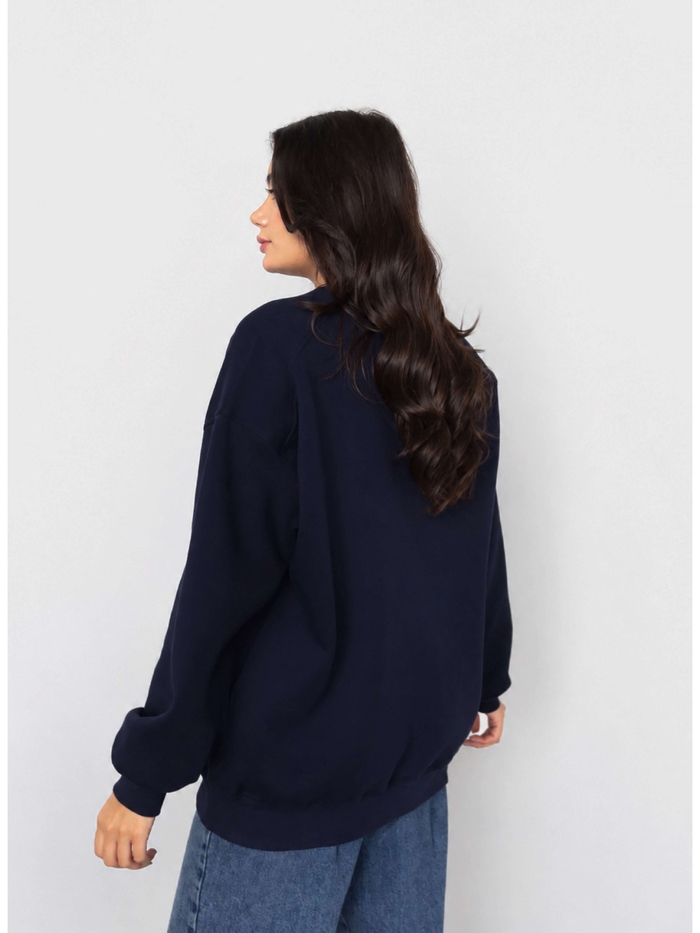 Lacivert Oversize Şardonlu Sweatshirt