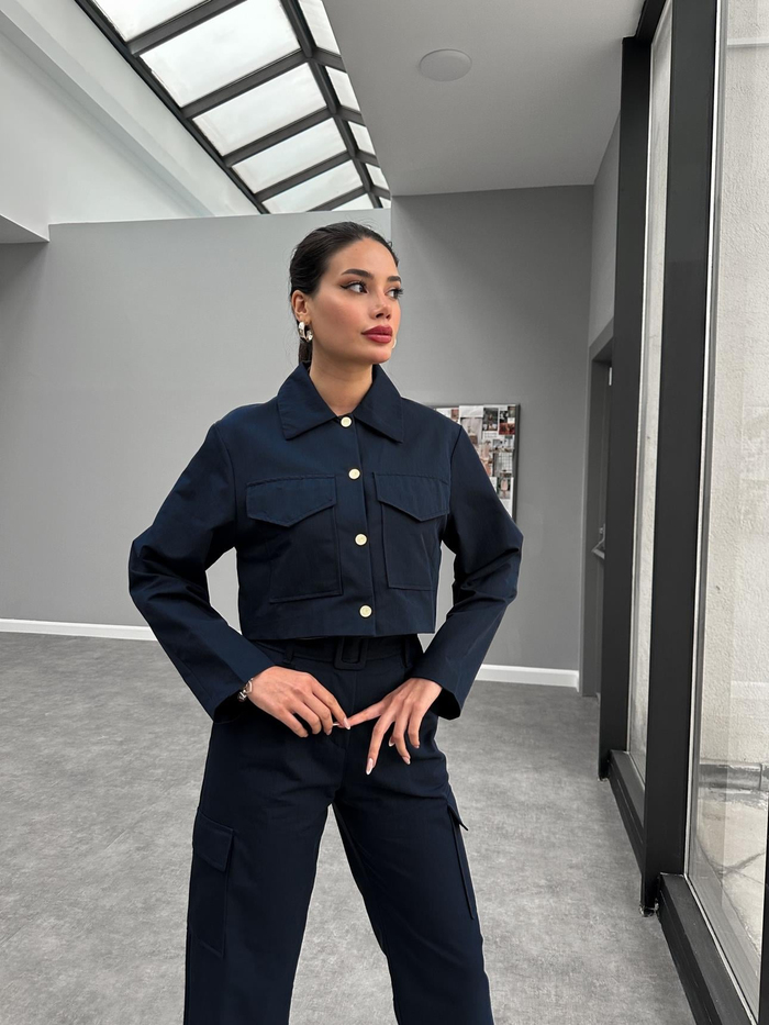 Lacivert Tencel Pantolon Takım