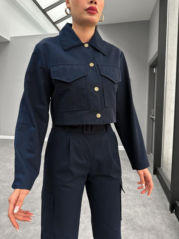 Lacivert Tencel Pantolon Takım