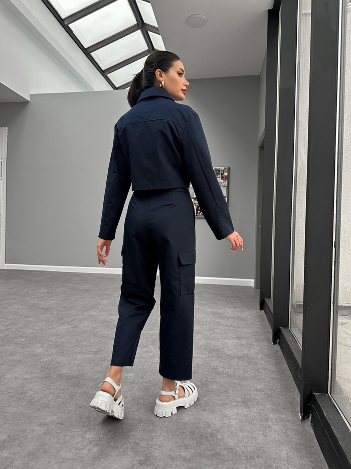 Lacivert Tencel Pantolon Takım