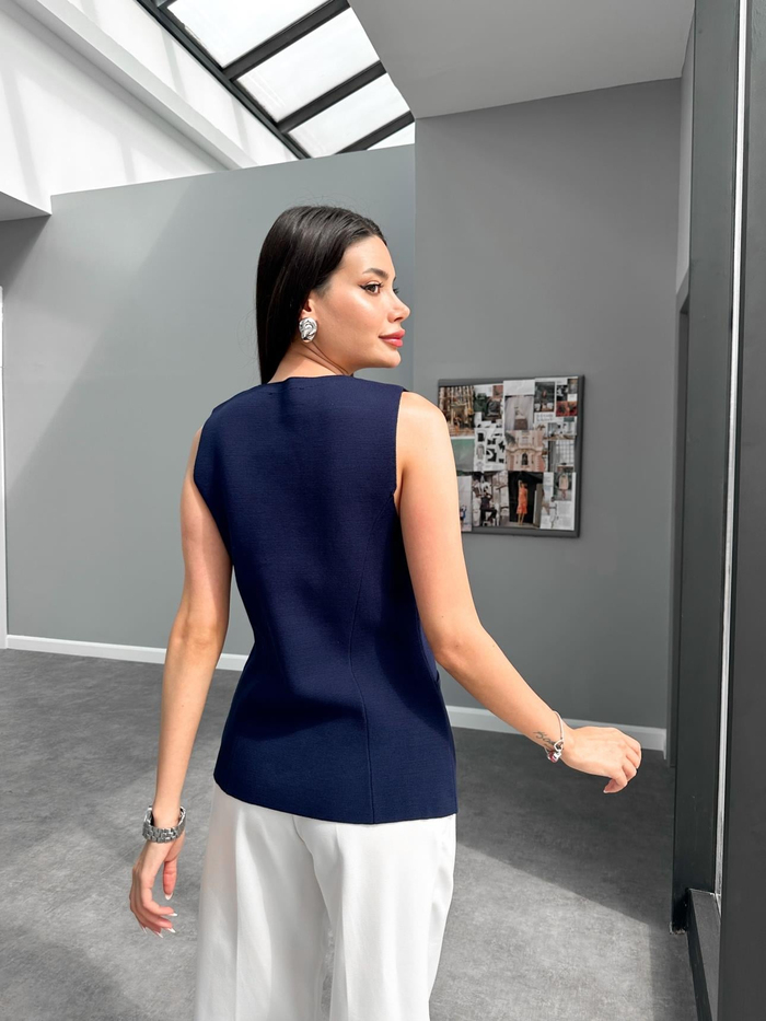 Lacivert Triko Yelek