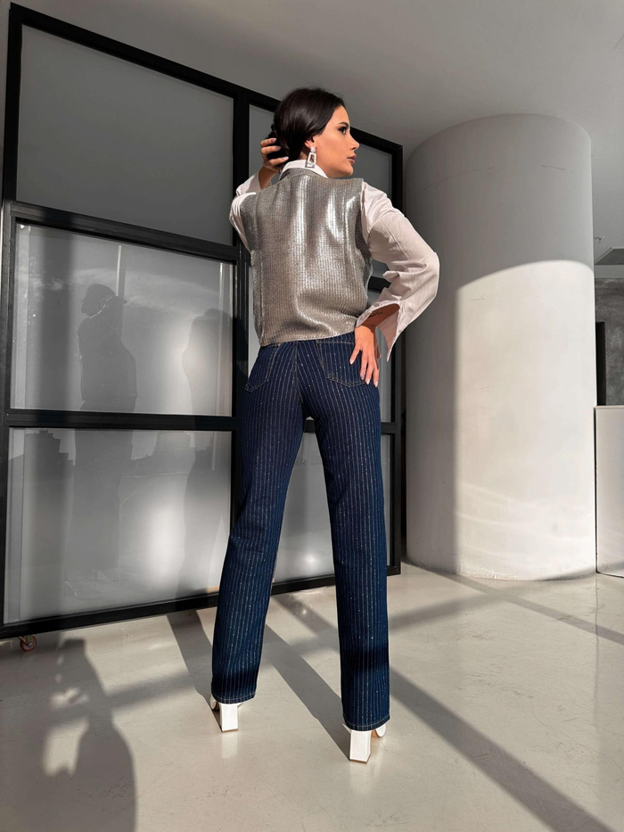 Lacivert Wide-Leg Orj Denım