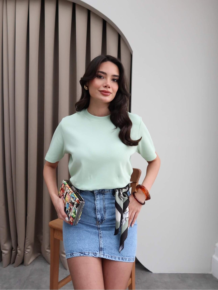 Likralı Bisiklet Yaka T-Shirt