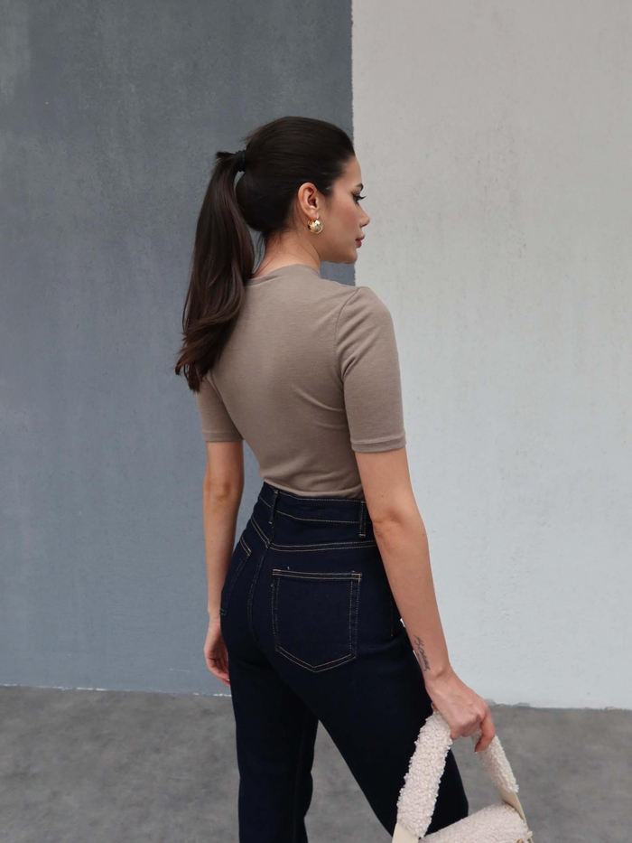 Likralı Flare Jean