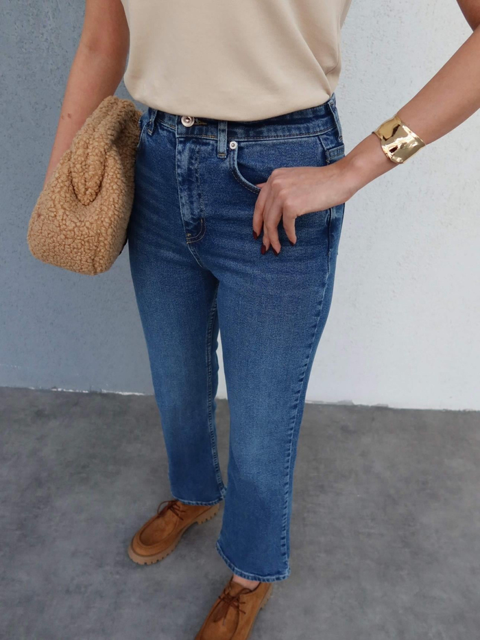 Likralı Flare Jean