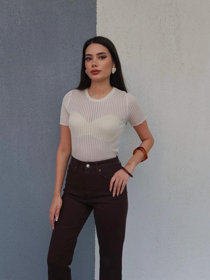 Likralı Flare Jean
