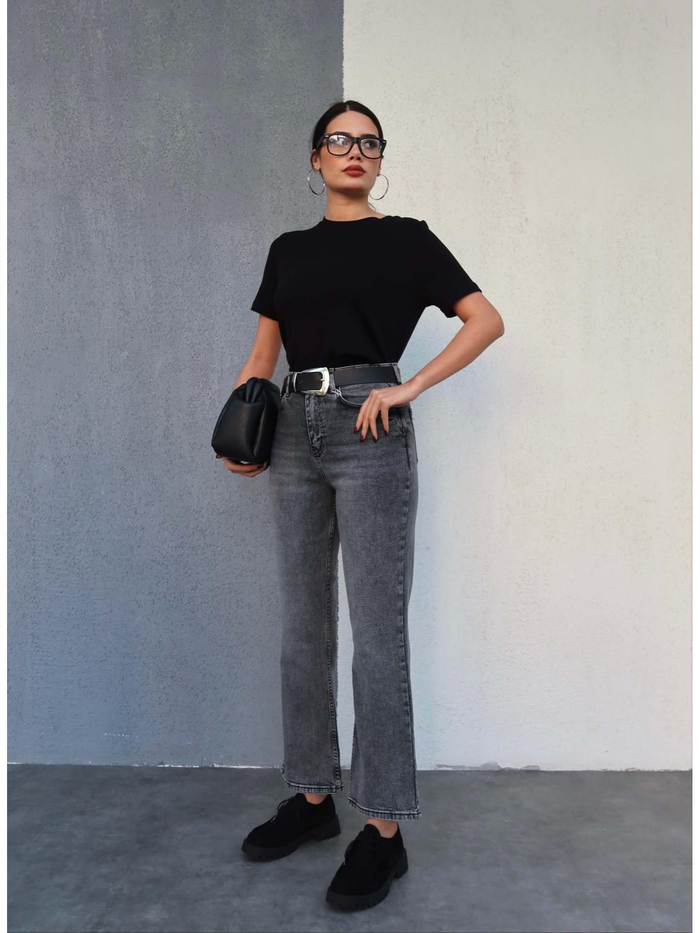 Likralı Flare Jean