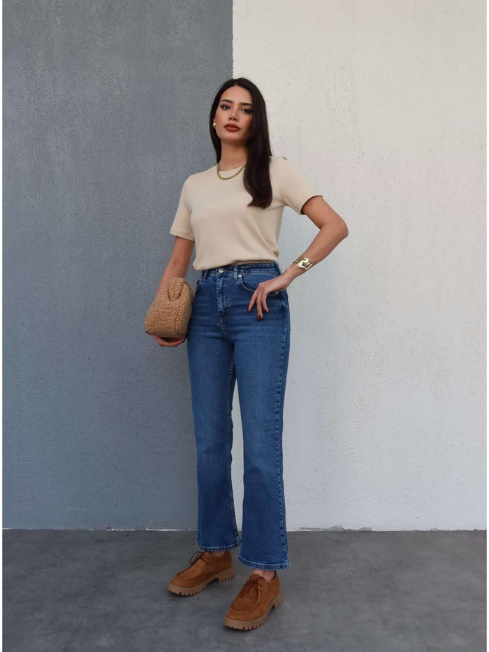 Likralı Flare Jean
