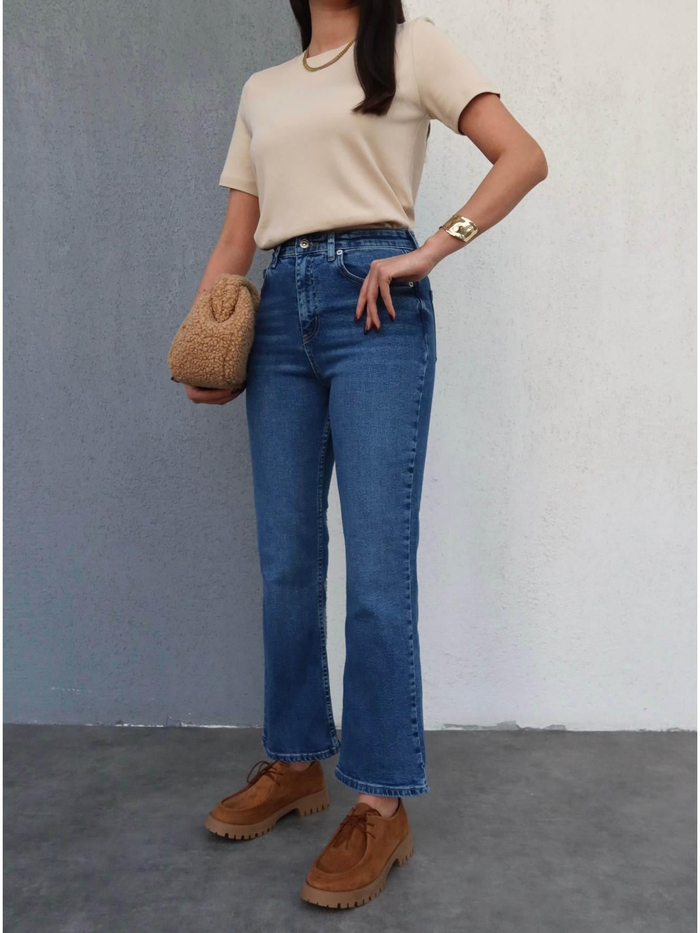 Likralı Flare Jean