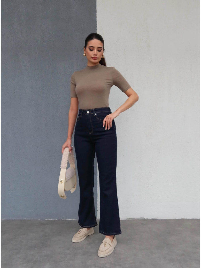 Likralı Flare Jean