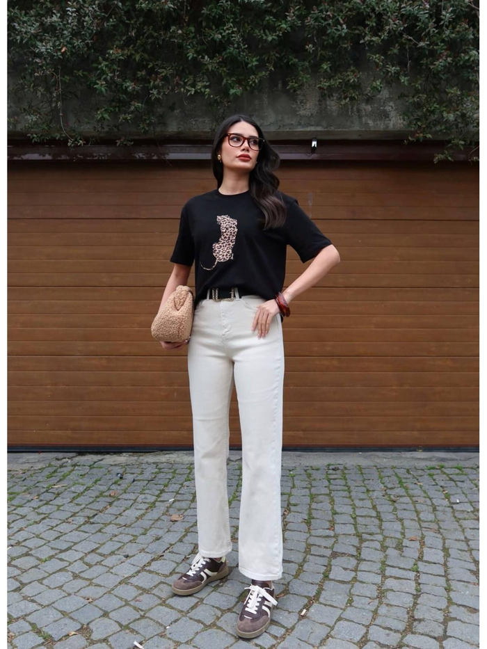 Likralı Flare Jean