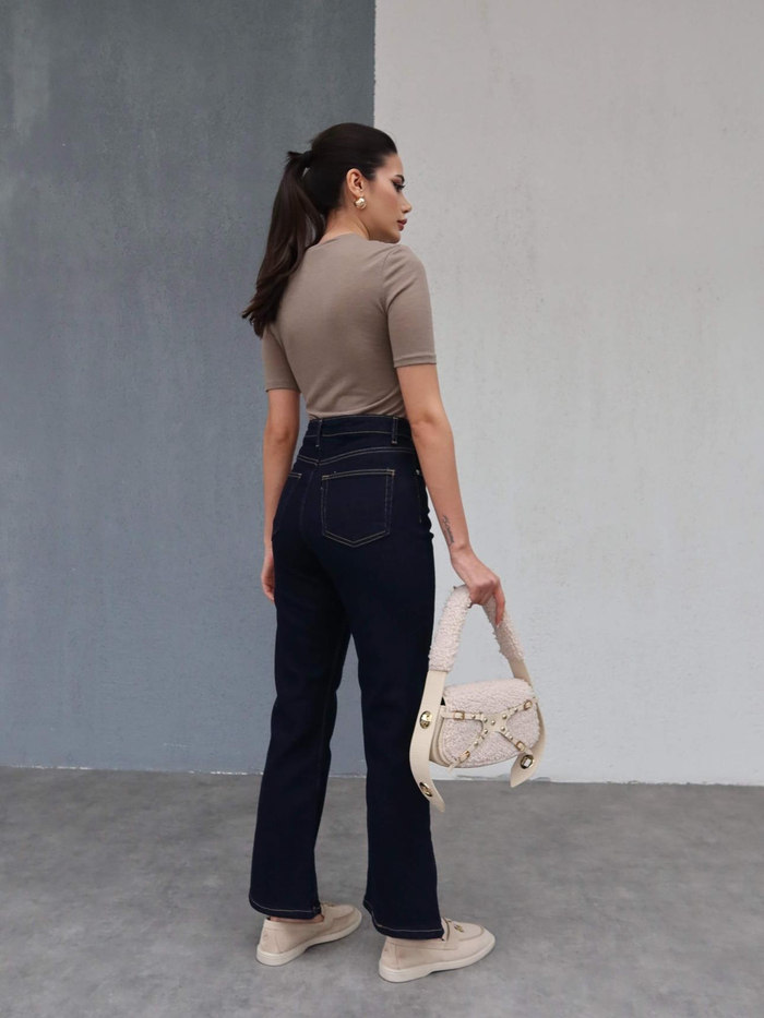 Likralı Flare Jean