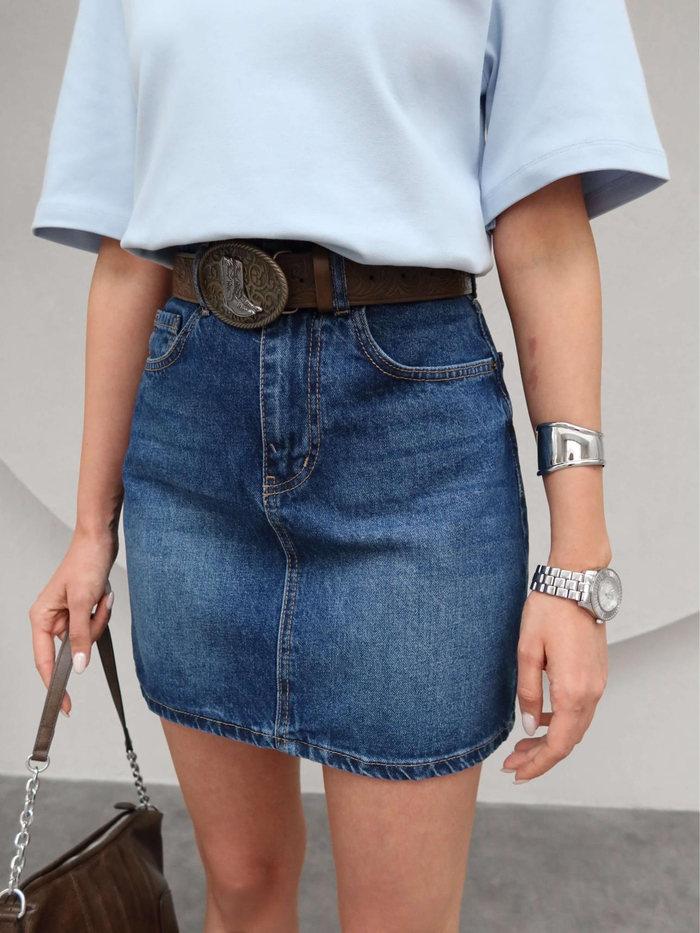 Mavi Mini Denim Etek