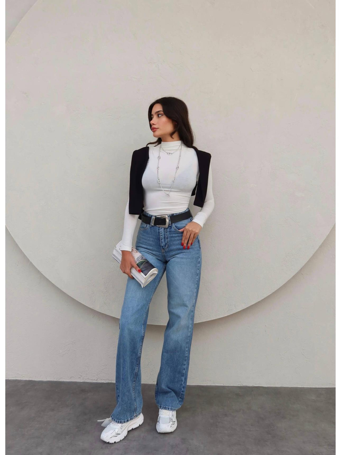Mavi Yıkamalı Straight Orj Jean