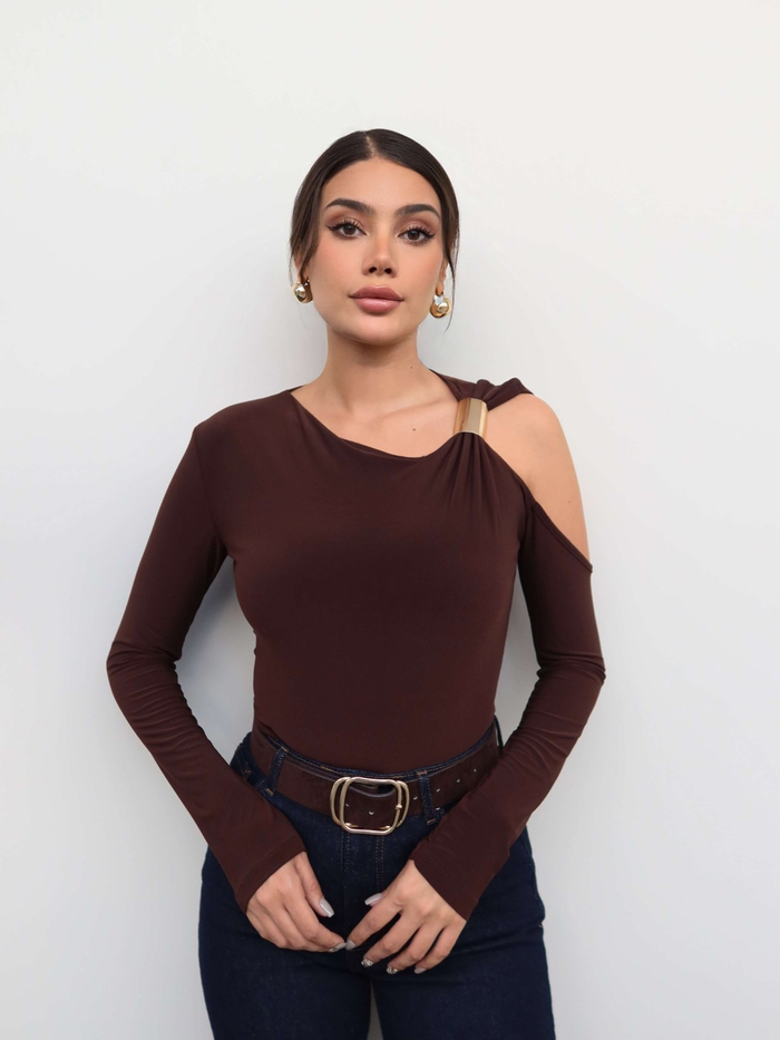 Metal Detaylı Asimetrik Bluz E.H Collection