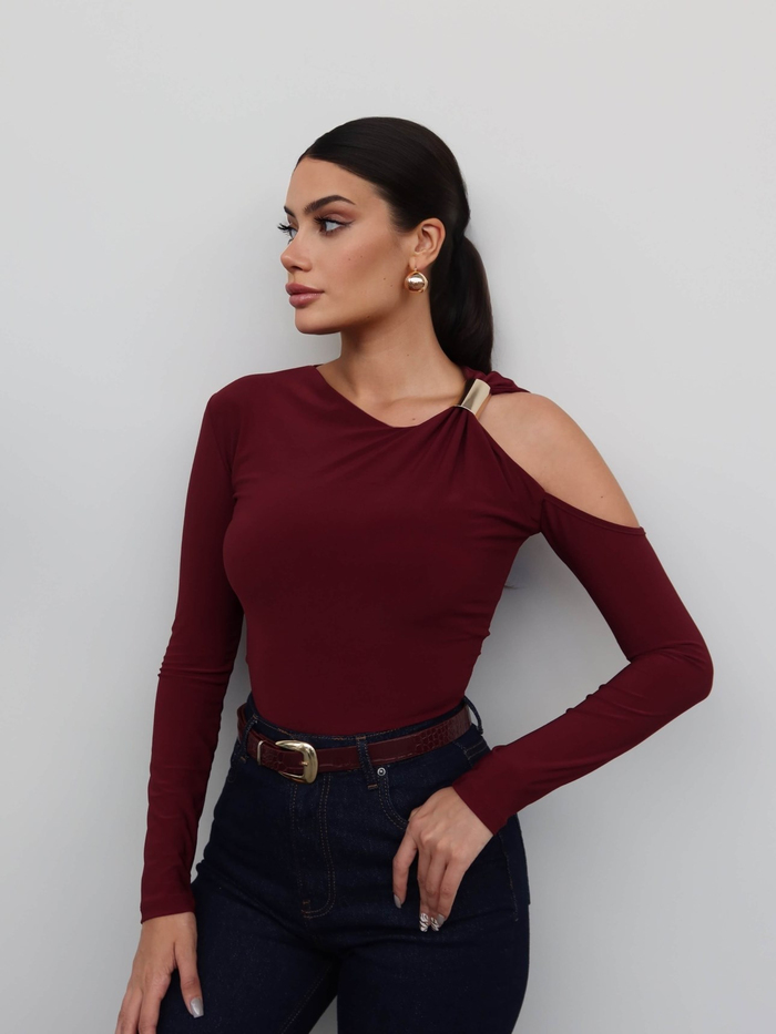 Metal Detaylı Asimetrik Bluz E.H Collection