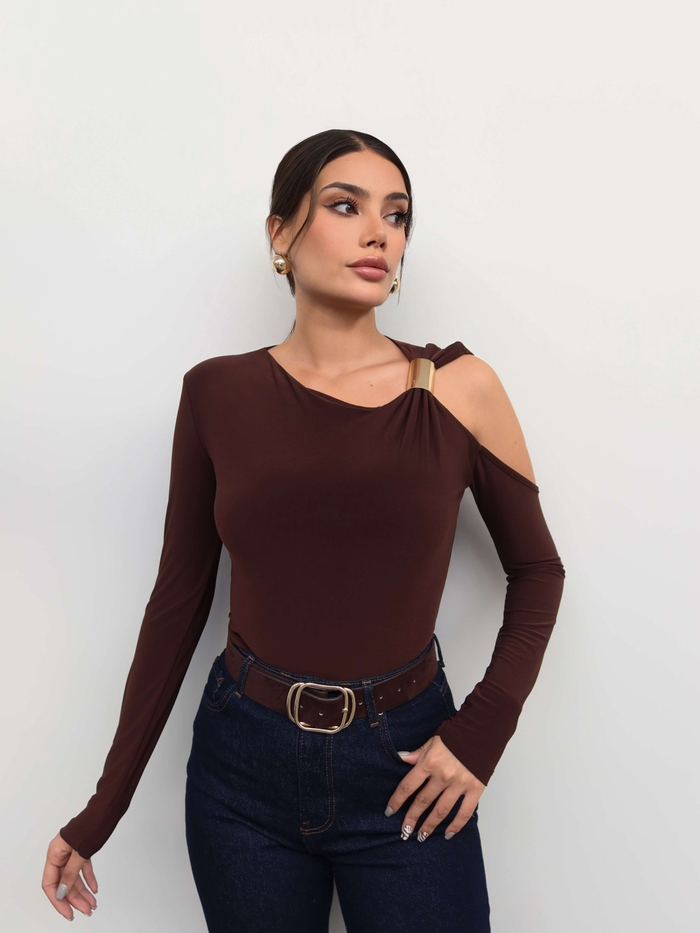 Metal Detaylı Asimetrik Bluz E.H Collection