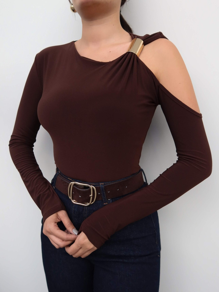 Metal Detaylı Asimetrik Bluz E.H Collection