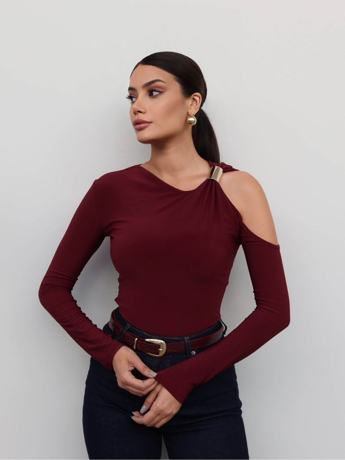 Metal Detaylı Asimetrik Bluz E.H Collection