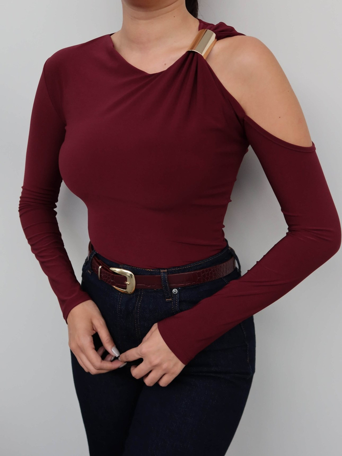 Metal Detaylı Asimetrik Bluz E.H Collection
