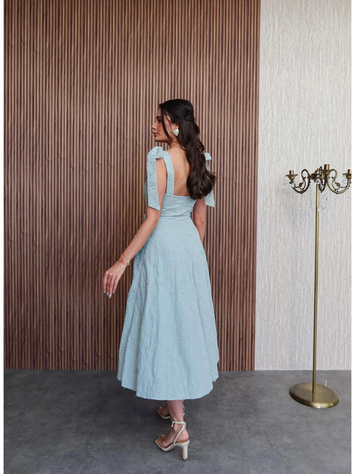 Mint Nakış İşlemeli Elbise