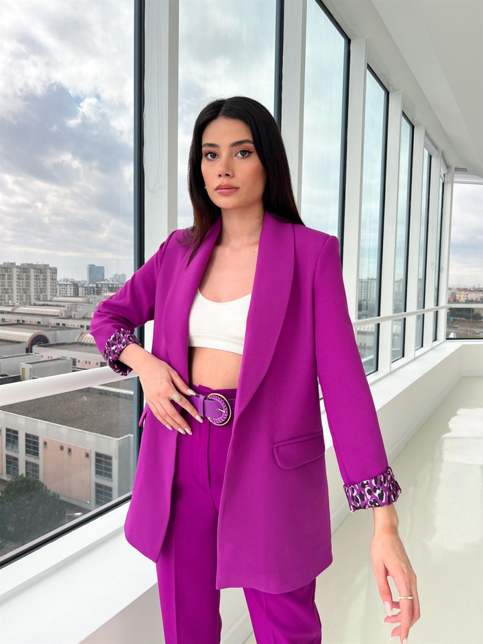 Mor Leo Astarlı Blazer Ceket